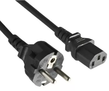 Mains cable Europe CEE 7/7 straight to C13, 0.75mm², VDE, black, length 1.80m